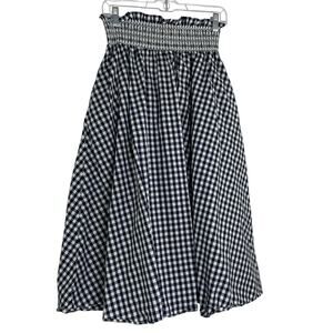 Zara Blue White Gingham Buffalo Check Cottage Core Midi Maxi Skirt Size Medium